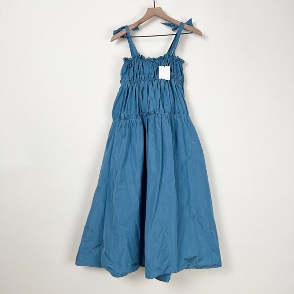 New Zara Taffeta Midi Maxi Dress Tiered Tie Straps Ruffle Romantic Wedding Guest - Picture 10 of 14